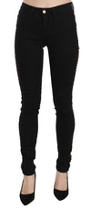 Costume National Black Embellished Mid Waist Skinny Denim Jeans