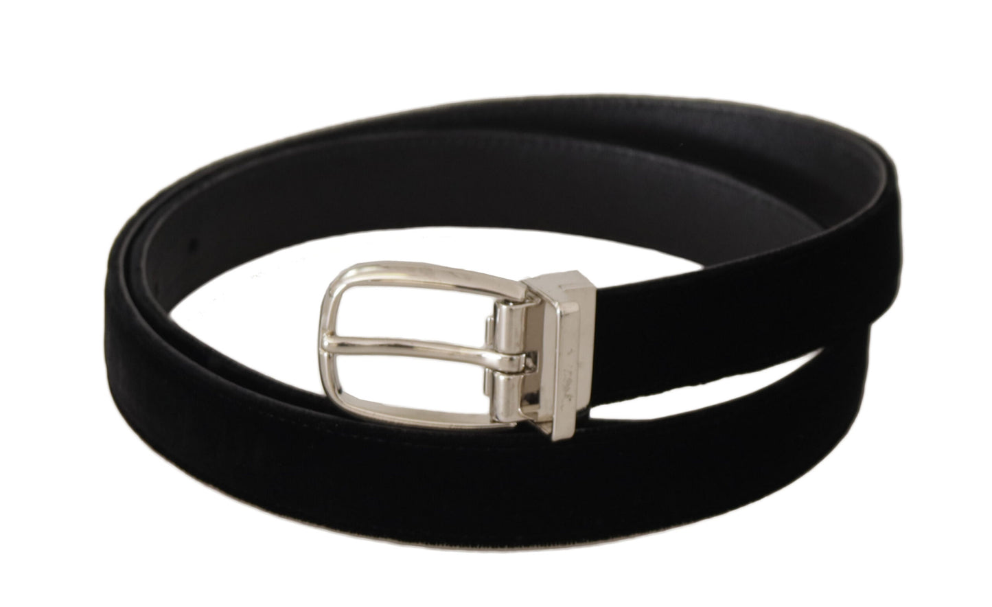 Curea Dolce & Gabbana neagră casual din catifea cu cataramă metalică argintie