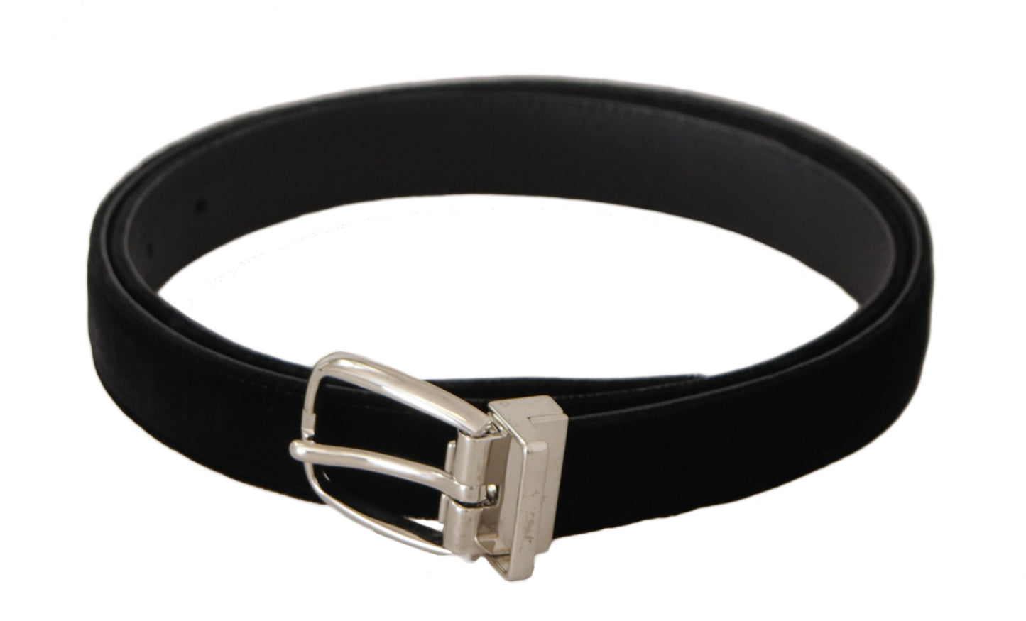 Curea Dolce & Gabbana neagră casual din catifea cu cataramă metalică argintie