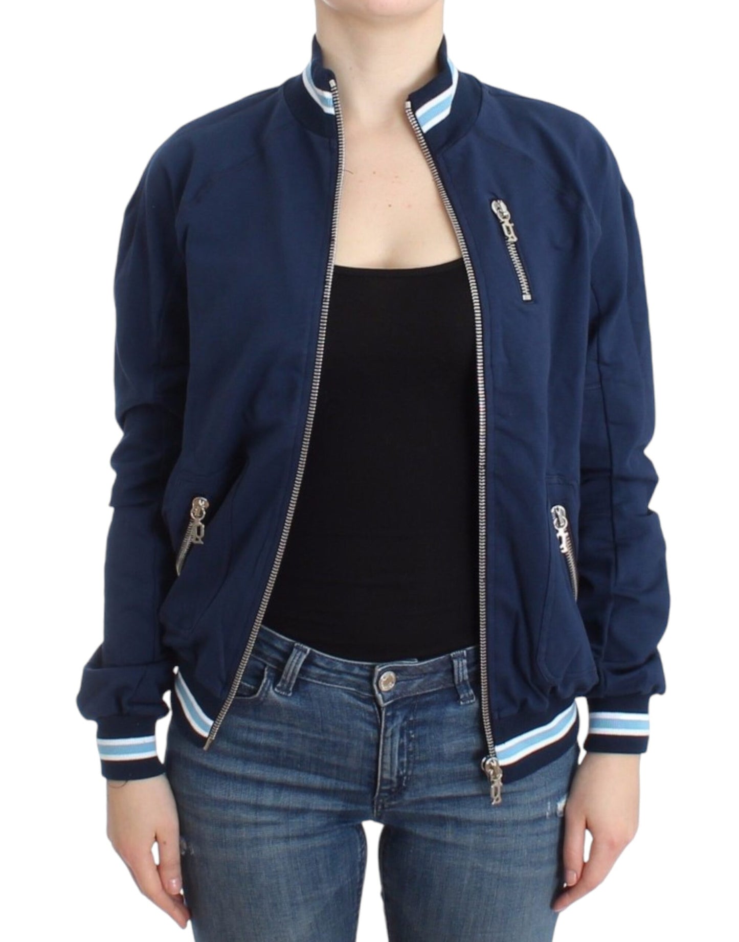 John Galliano Blue zip cotton cardigan