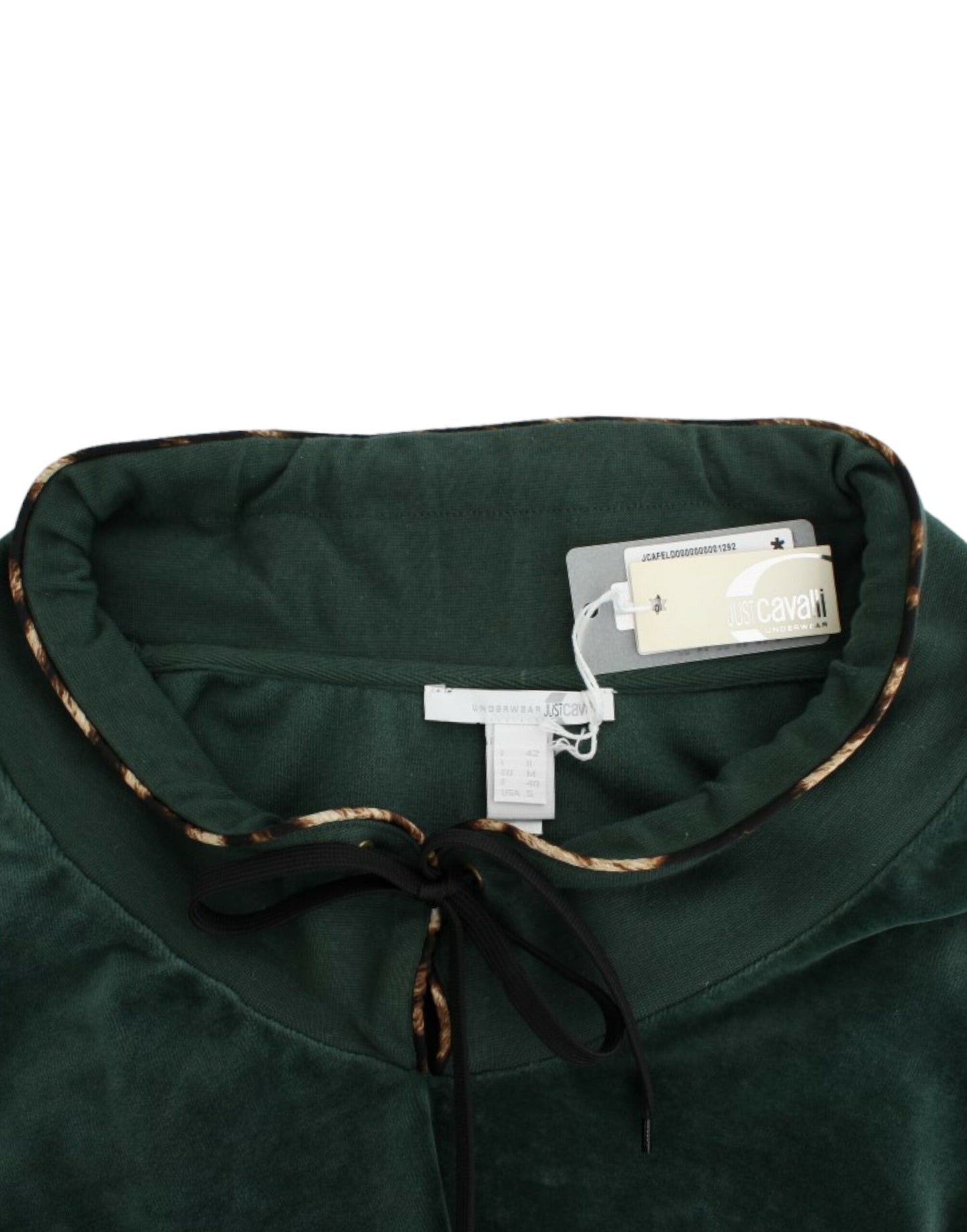 Pulover Cavalli Green din catifea și bumbac