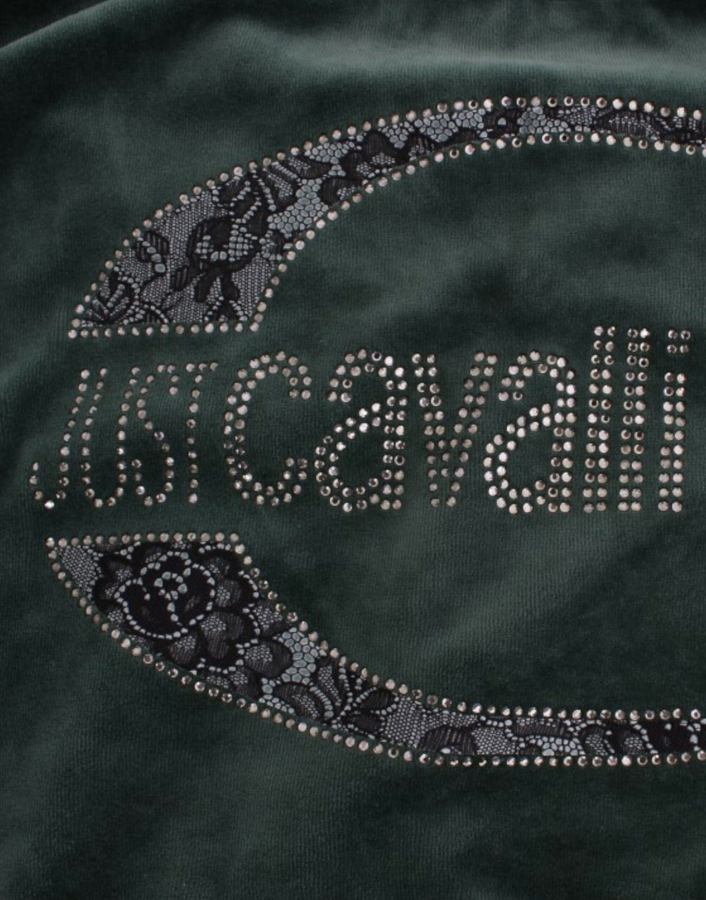 Pulover Cavalli Green din catifea și bumbac