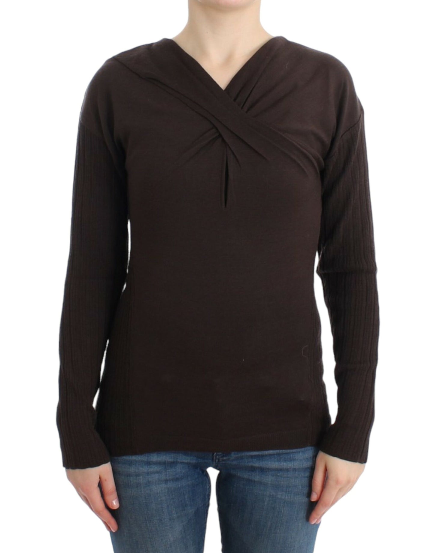 Pulover Cavalli Brown tricotat din lână