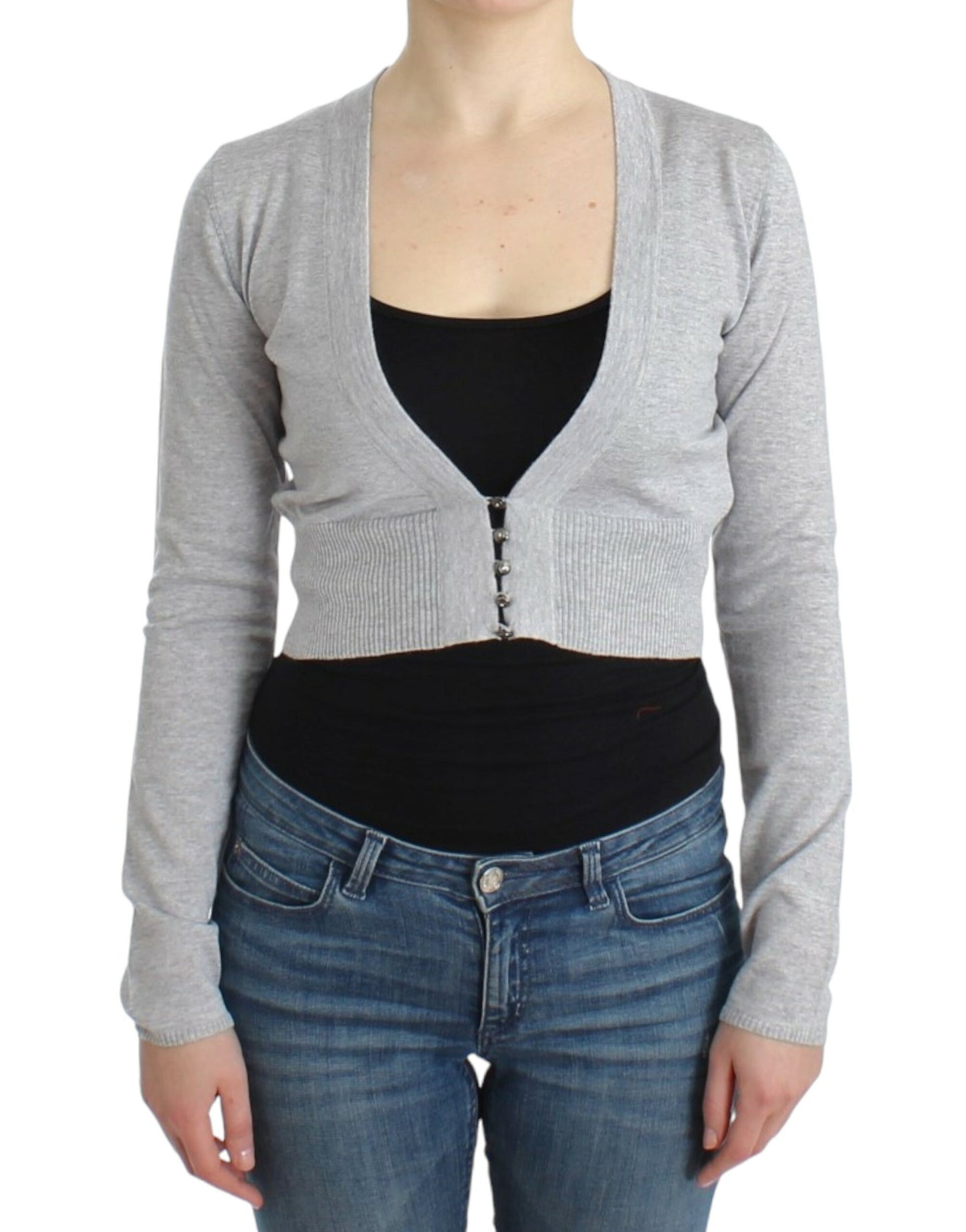 Cardigan scurt din lână Cavalli Gray
