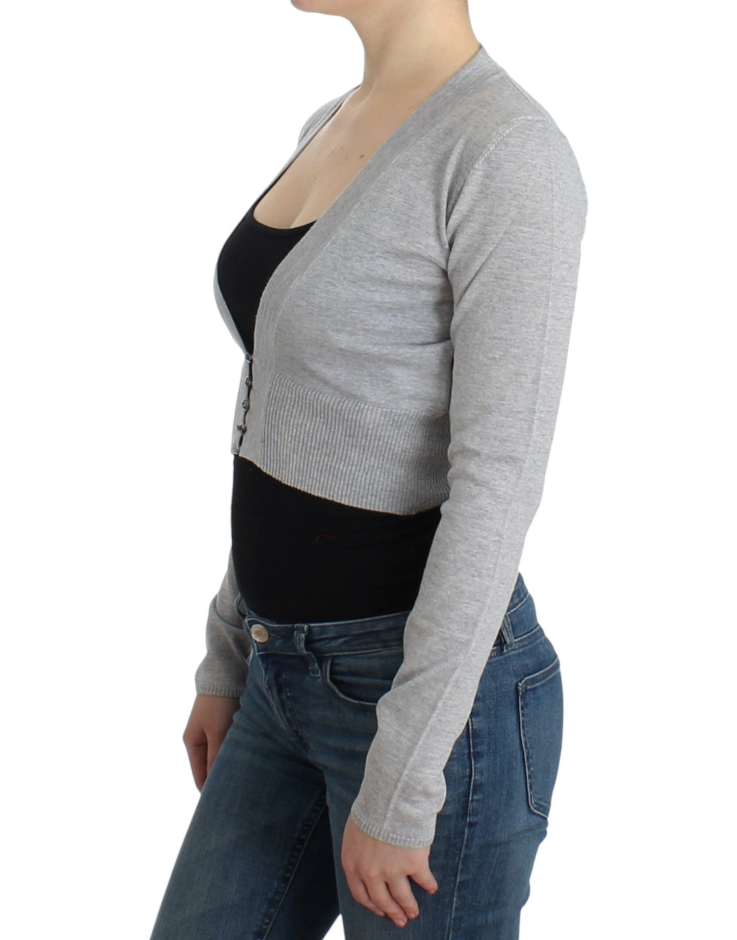 Cardigan scurt din lână Cavalli Gray