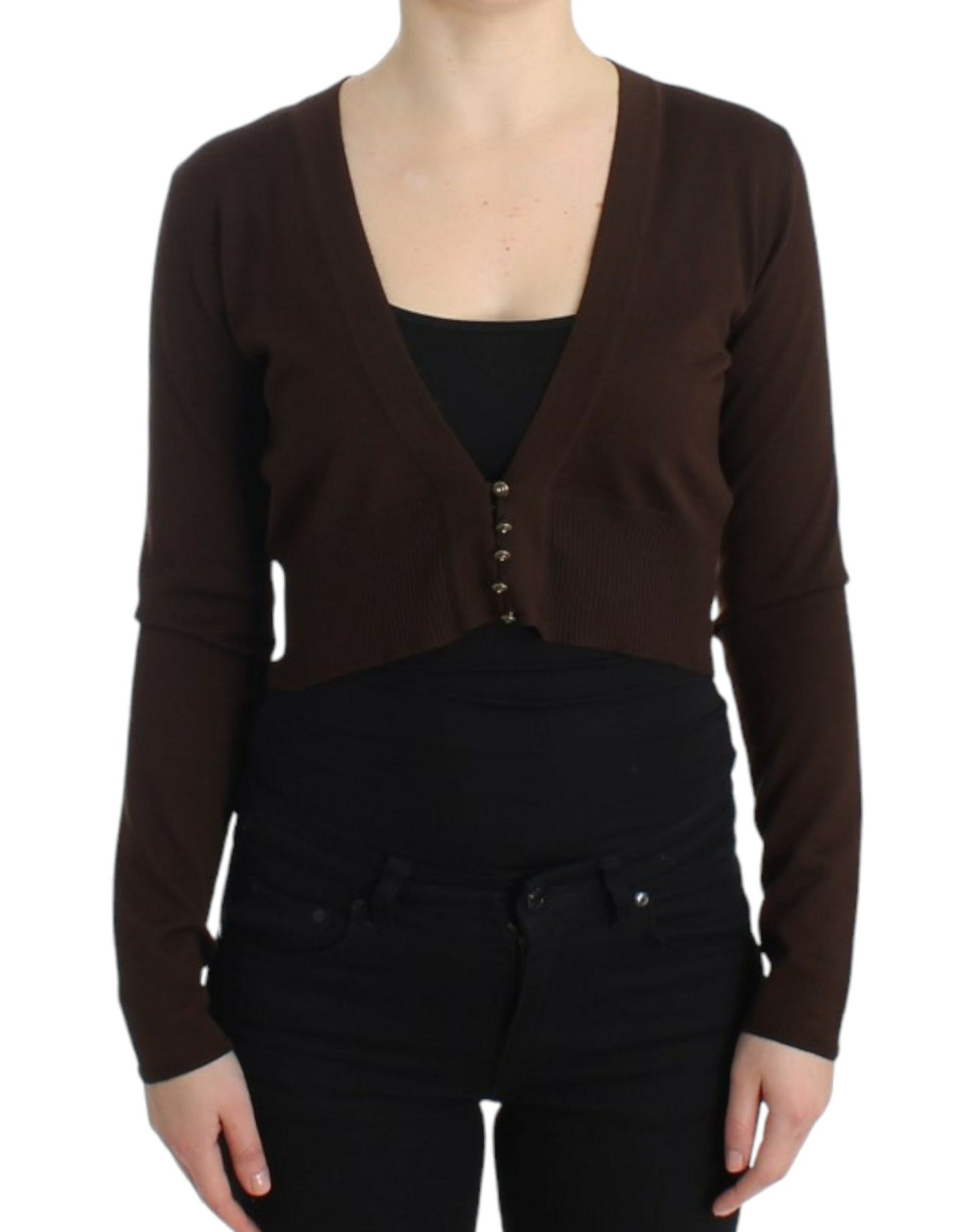 Cardigan scurt din lână Cavalli Brown