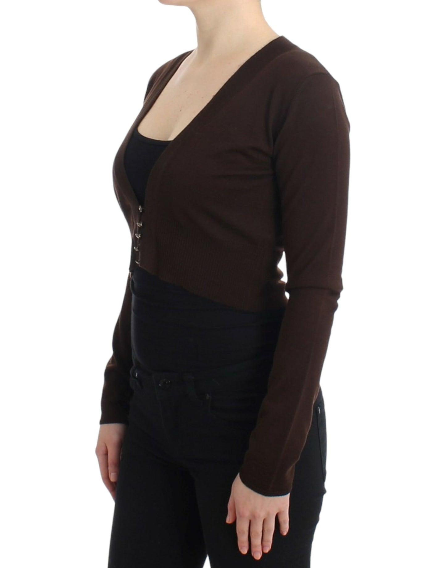Cardigan scurt din lână Cavalli Brown