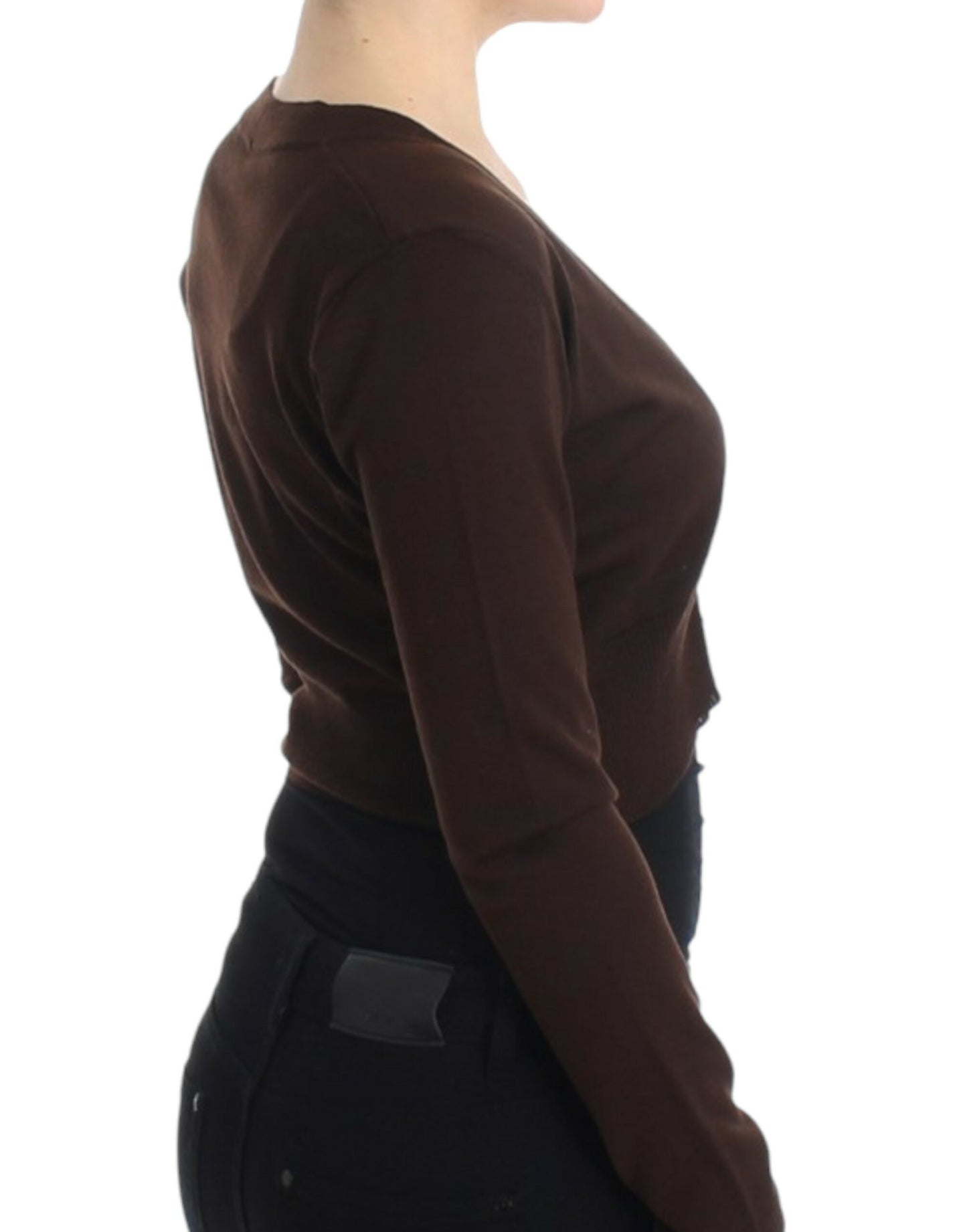 Cardigan scurt din lână Cavalli Brown