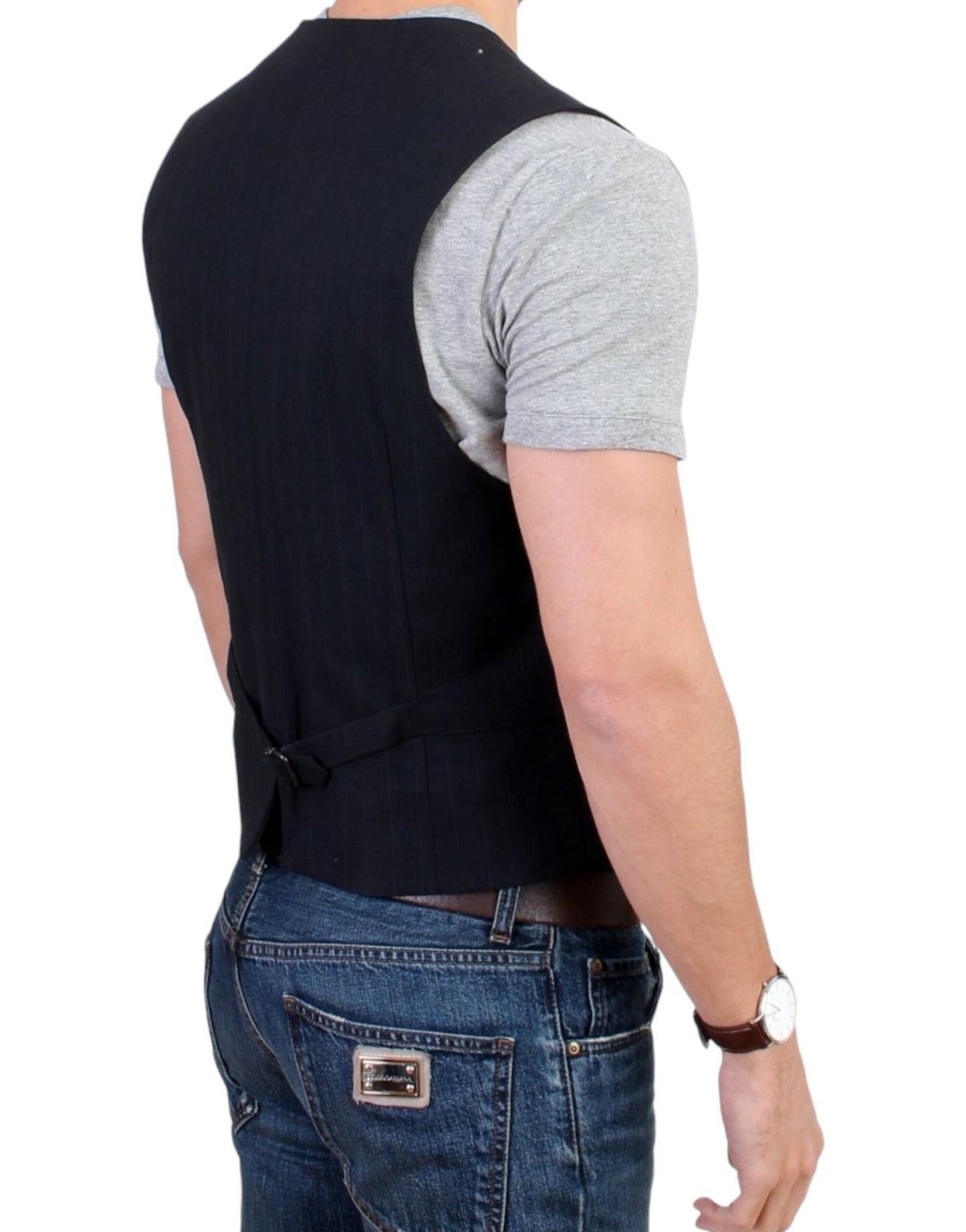 Vestă casual din bumbac cu dungi negre Costume National