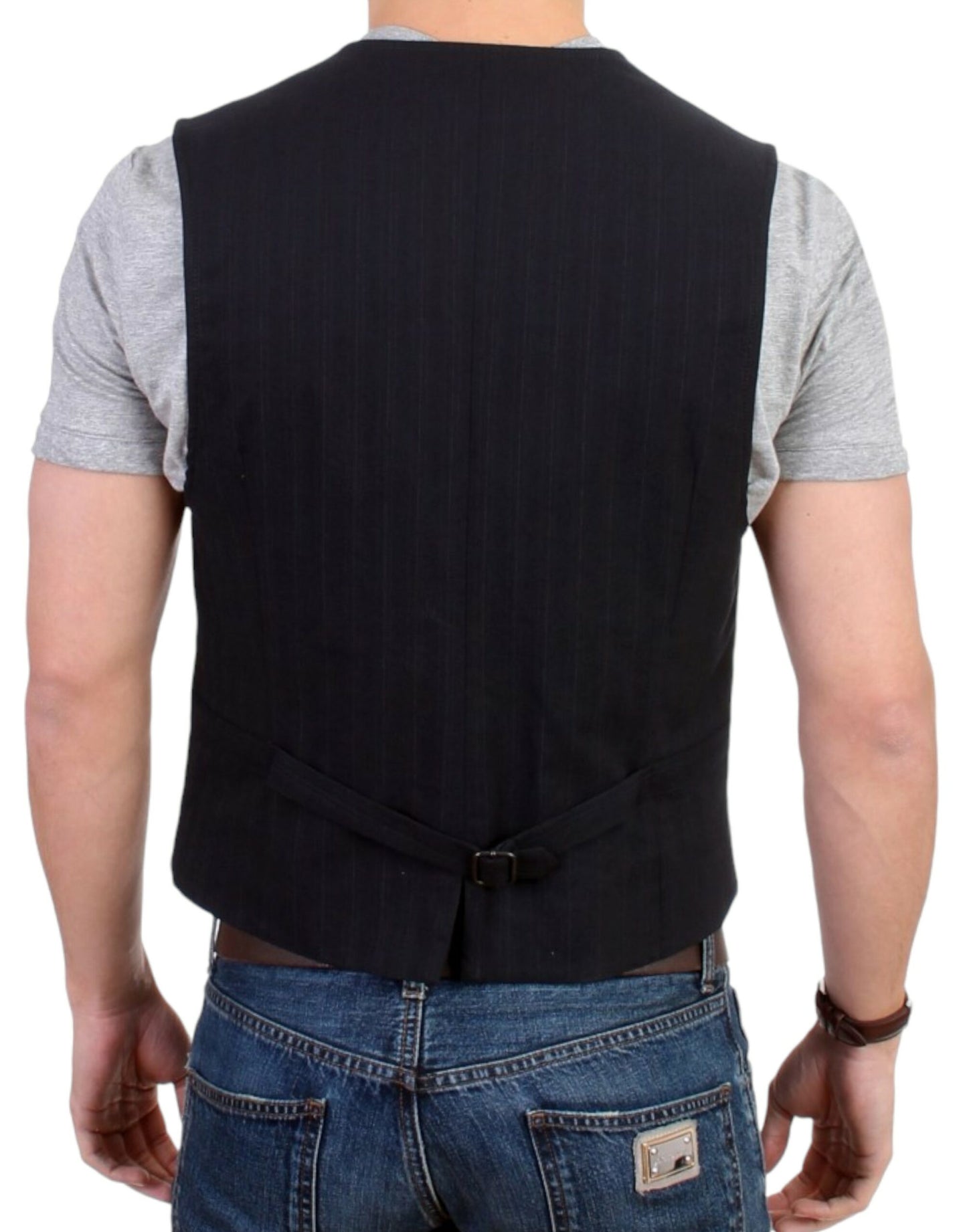 Vestă casual din bumbac cu dungi negre Costume National