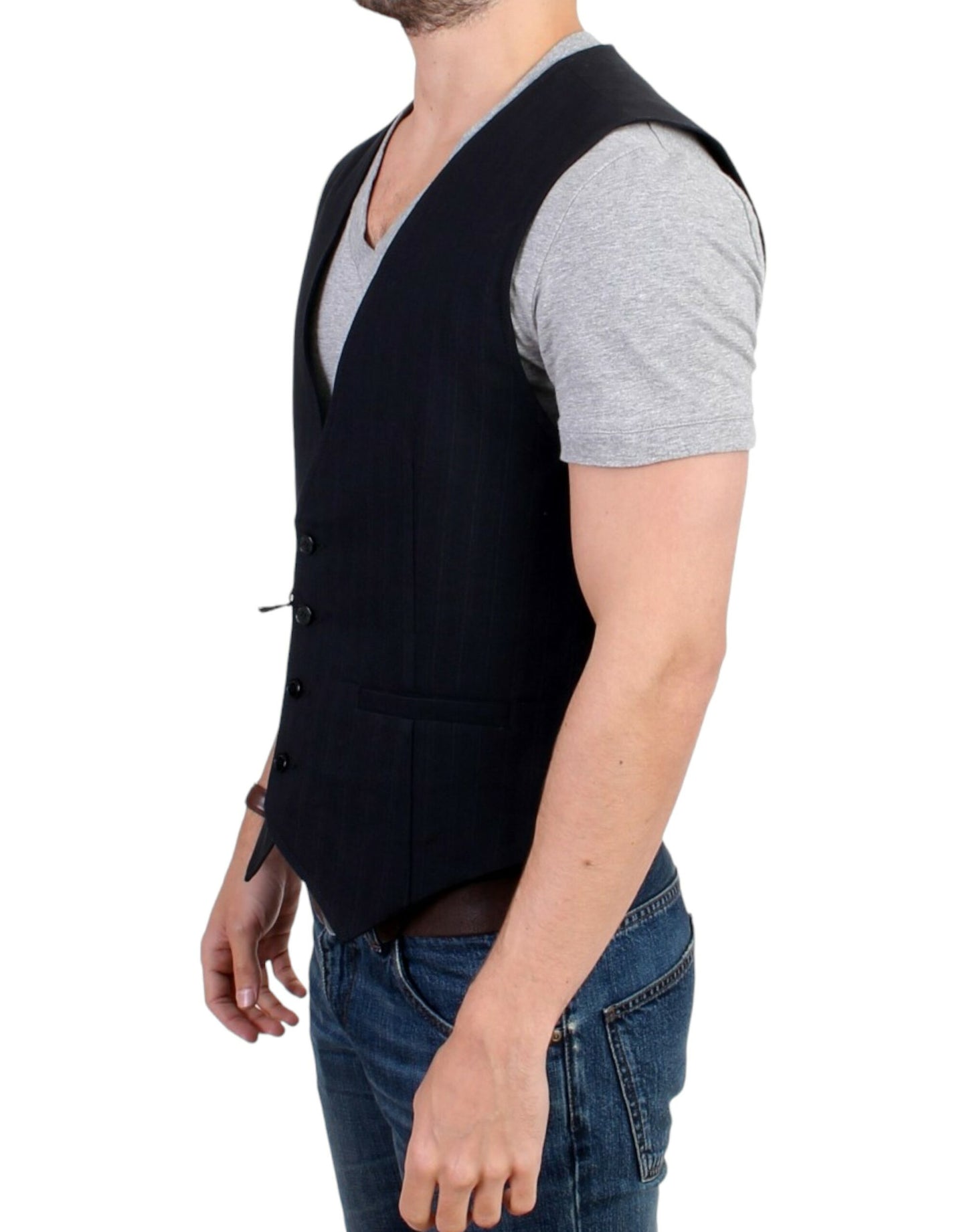 Vestă casual din bumbac cu dungi negre Costume National