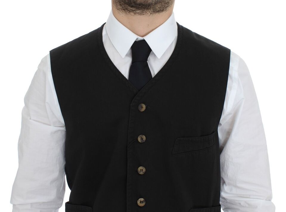 Vestă elegantă Dolce & Gabbana din amestec de bumbac negru