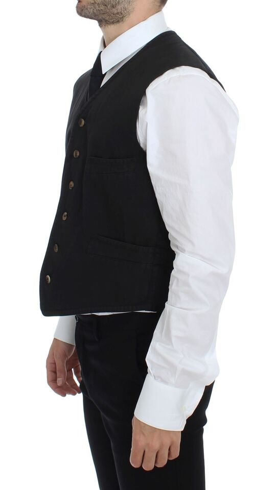 Vestă elegantă Dolce & Gabbana din amestec de bumbac negru