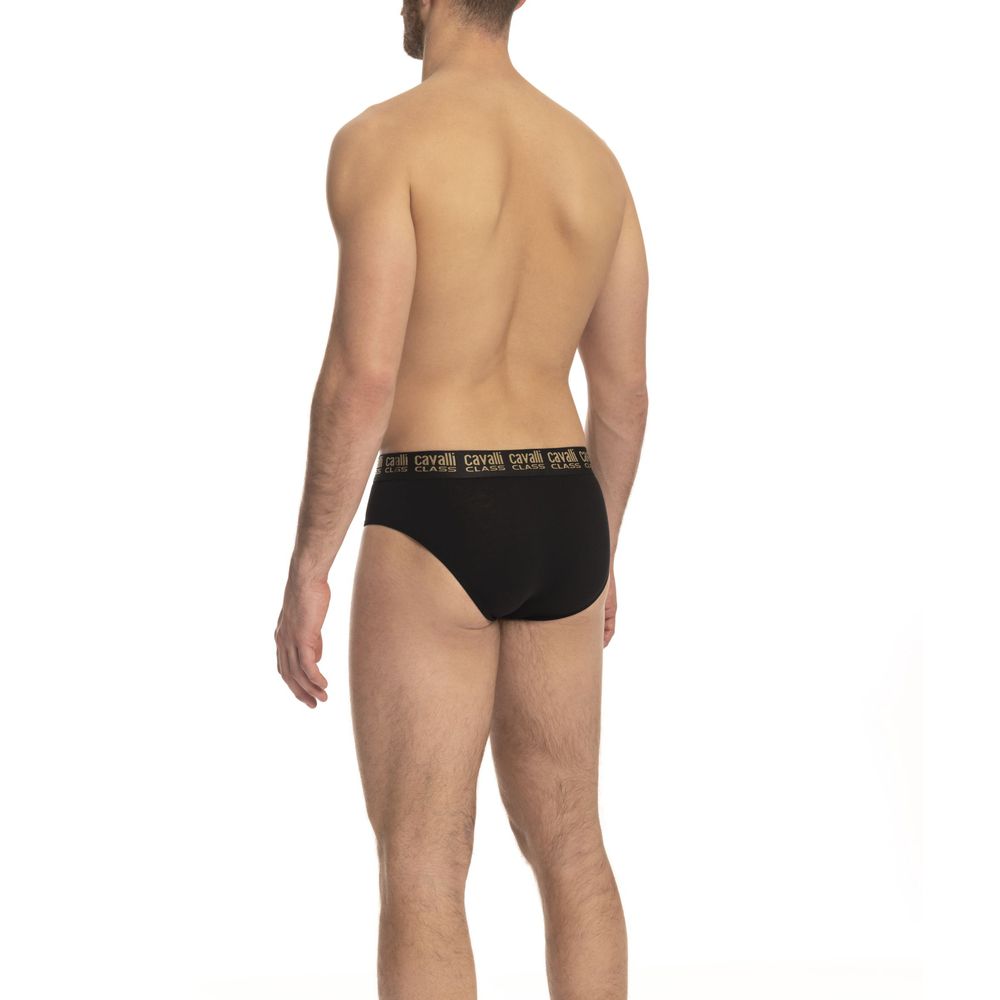Cavalli Class Black Cotton Men's Brief Pack