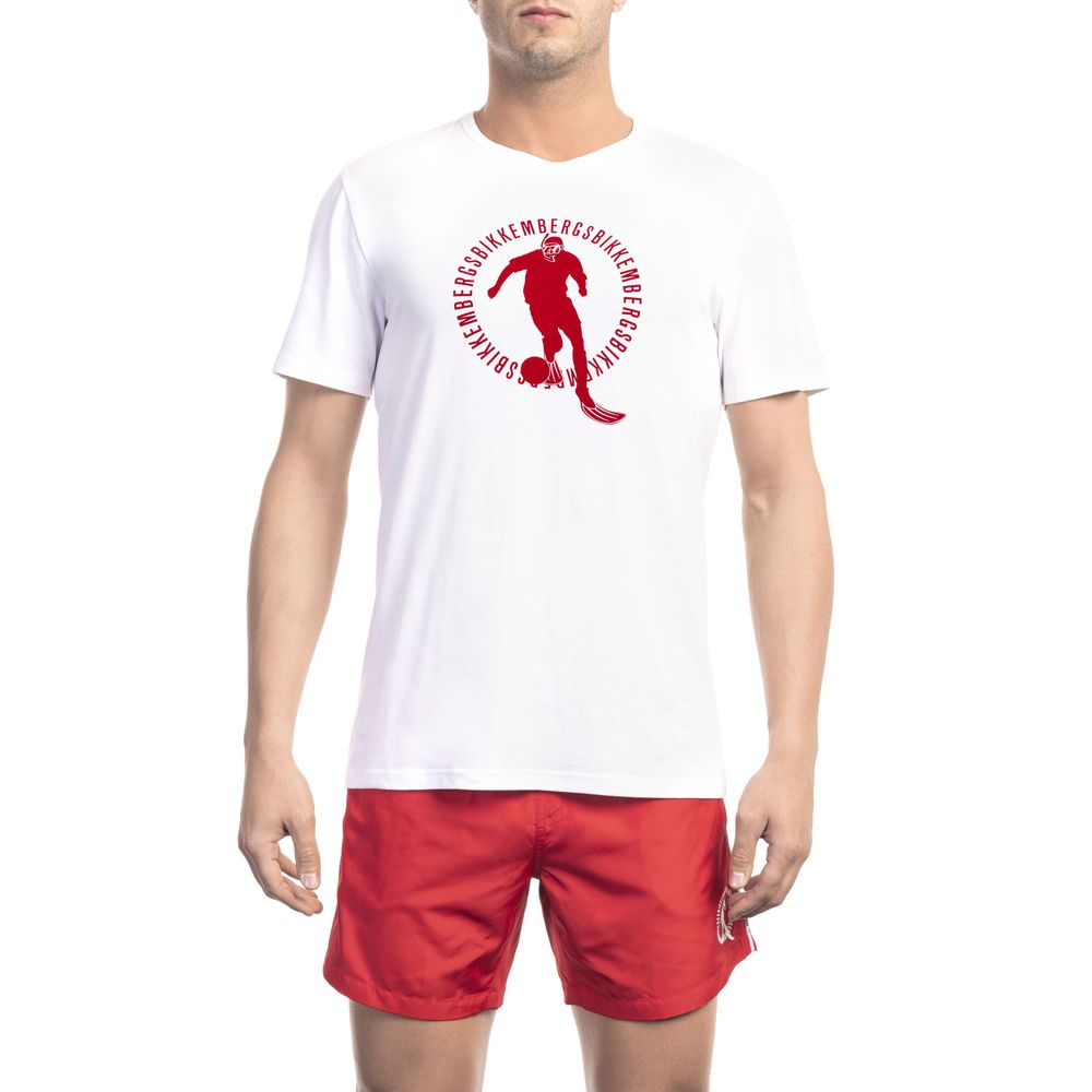 Tricou Bikkembergs alb din bumbac pentru bărbați