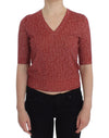 Dolce & Gabbana Red Wool Tweed Short Sleeve Sweater Pullover