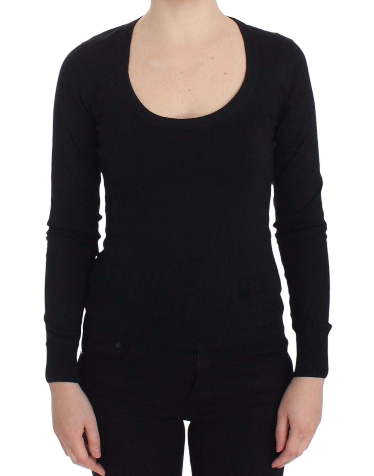 Pulover Dolce & Gabbana cu guler rotund din cașmir negru