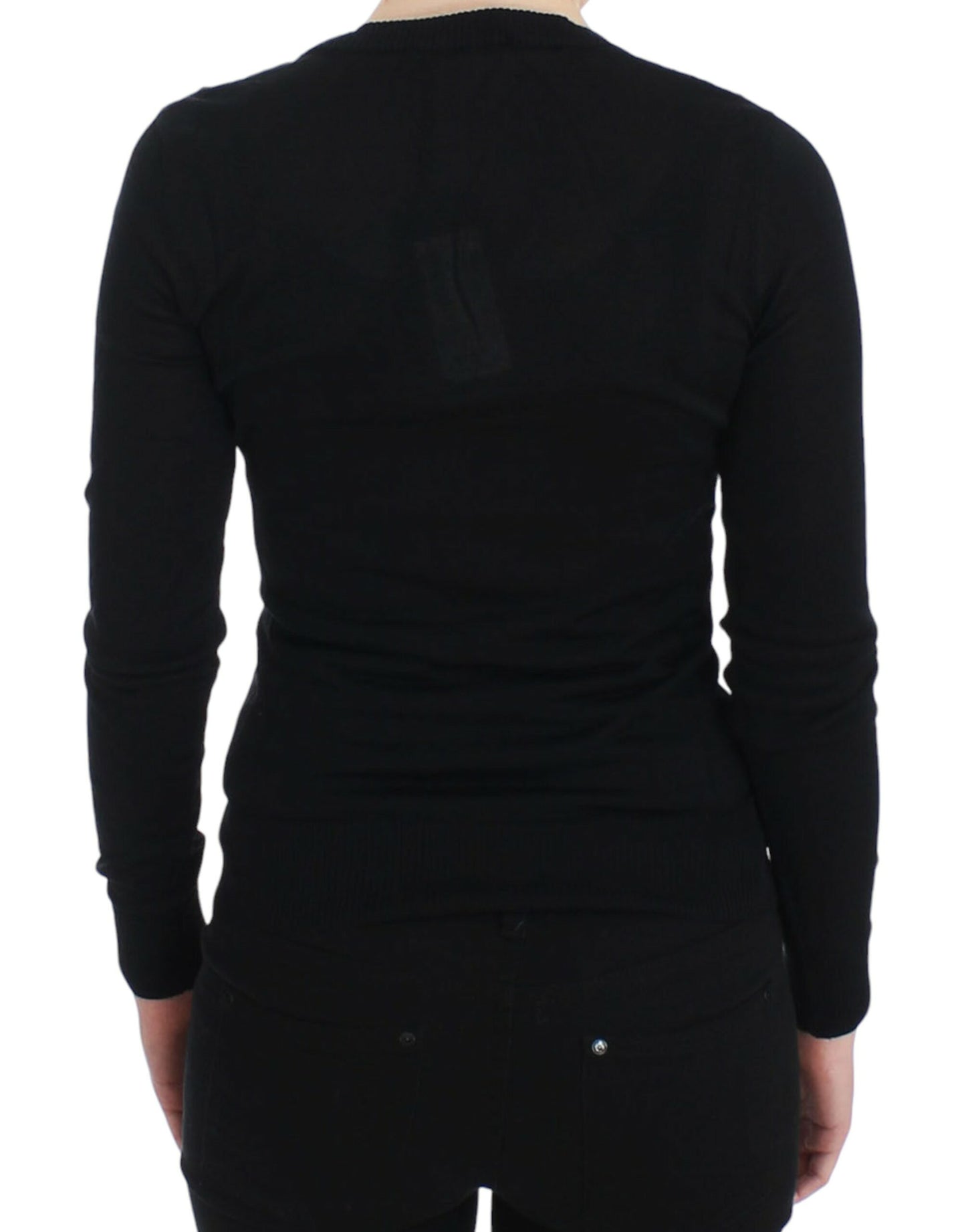 Pulover Dolce & Gabbana cu guler rotund din cașmir negru