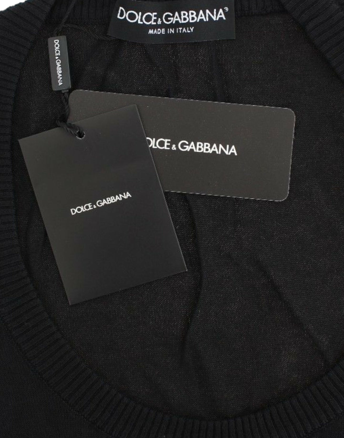 Pulover Dolce & Gabbana cu guler rotund din cașmir negru