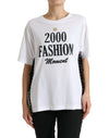 Tricou Dolce & Gabbana alb cu imprimeu de slogan și șireturi