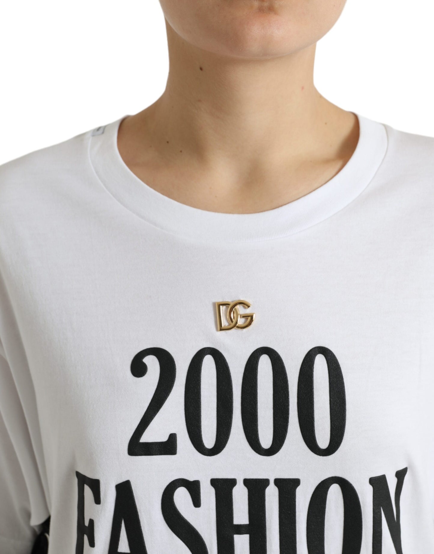 Tricou Dolce & Gabbana alb cu imprimeu de slogan și șireturi