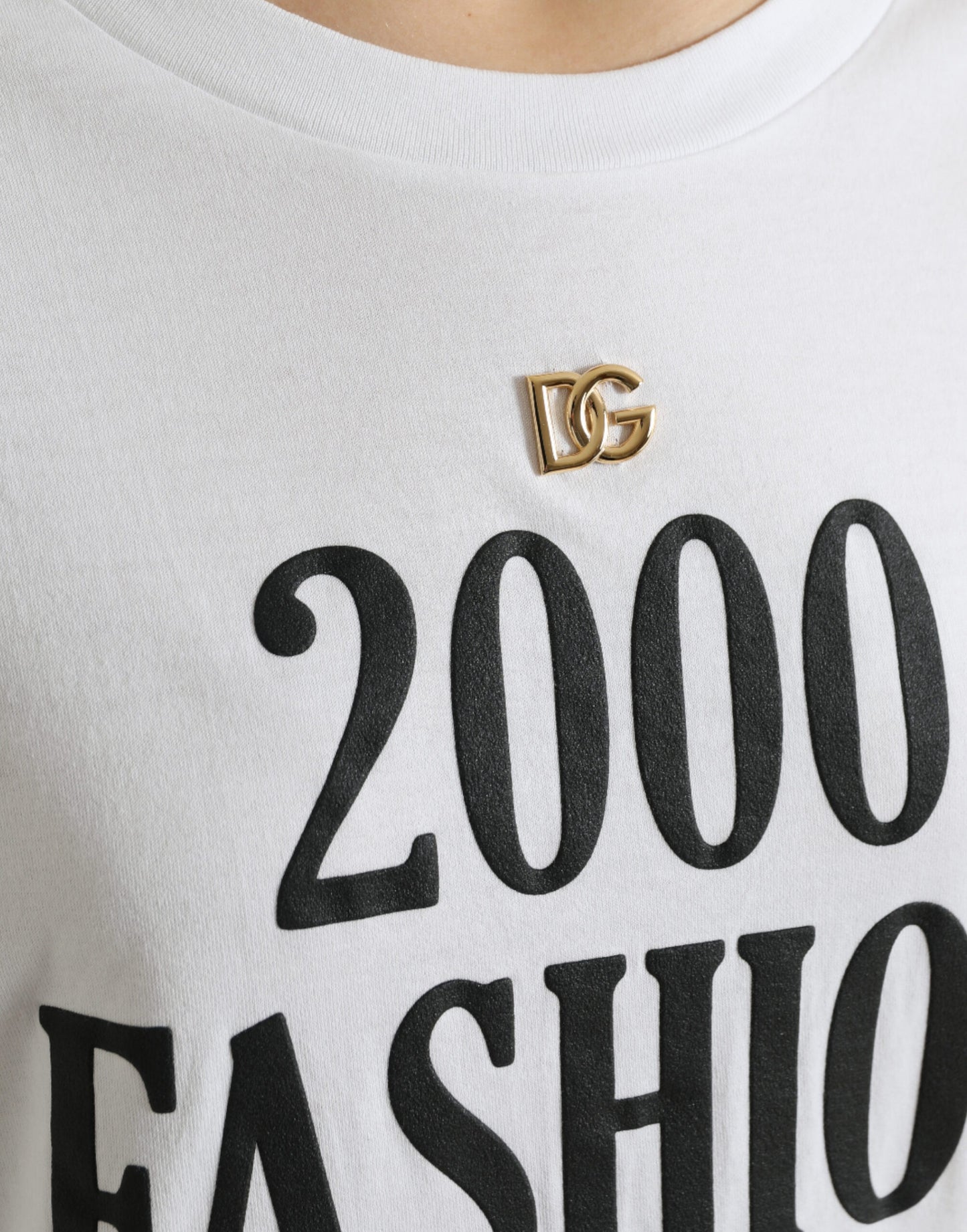 Tricou Dolce & Gabbana alb cu imprimeu de slogan și șireturi