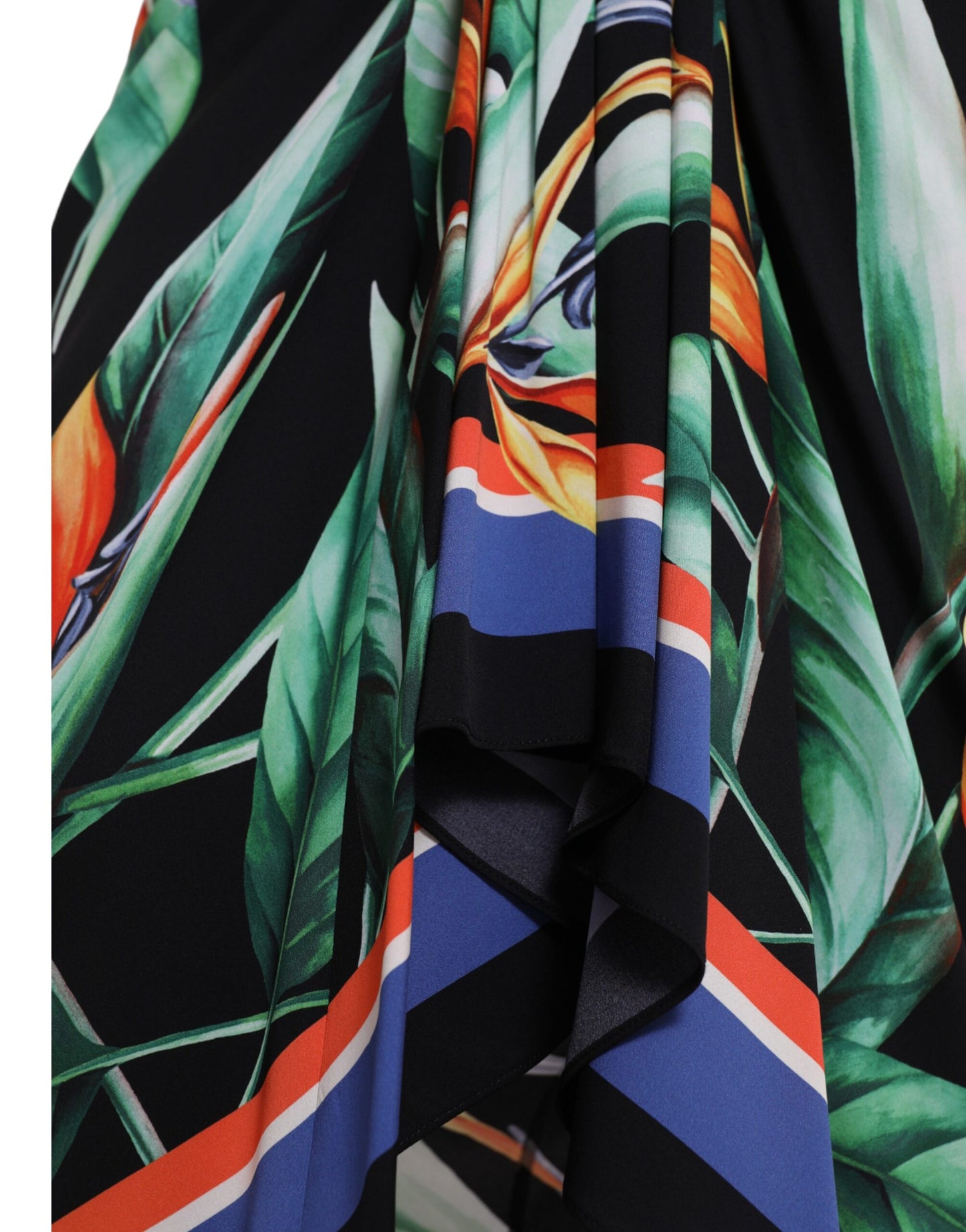 Fustă midi Dolce & Gabbana Strelitzia neagră cu talie înaltă