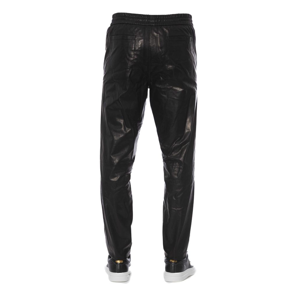 Trussardi "Black Lamb Leather Men Trouser"