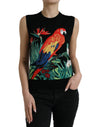 Maiou Dolce & Gabbana negru cu guler rotund Jungle fără mâneci