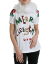 Tricou Dolce & Gabbana alb din bumbac cu paiete de Crăciun