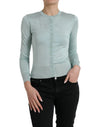 Cardigan Dolce & Gabbana albastru deschis cu guler rotund din mătase
