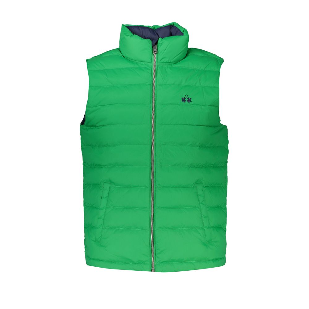 Jachetă elegantă fără mâneci La Martina verde cu broderie