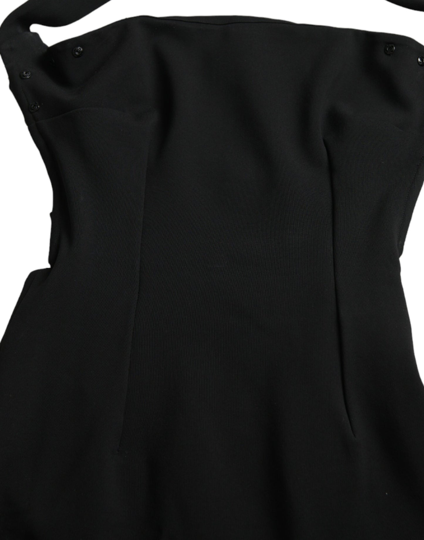 Rochie midi neagră cu imprimeu halter, fără mâneci, Dolce & Gabbana