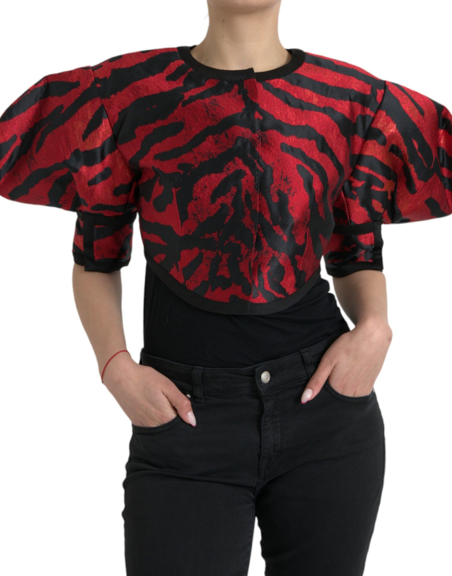 Dolce & Gabbana Jachetă scurtă cu model negru roșu