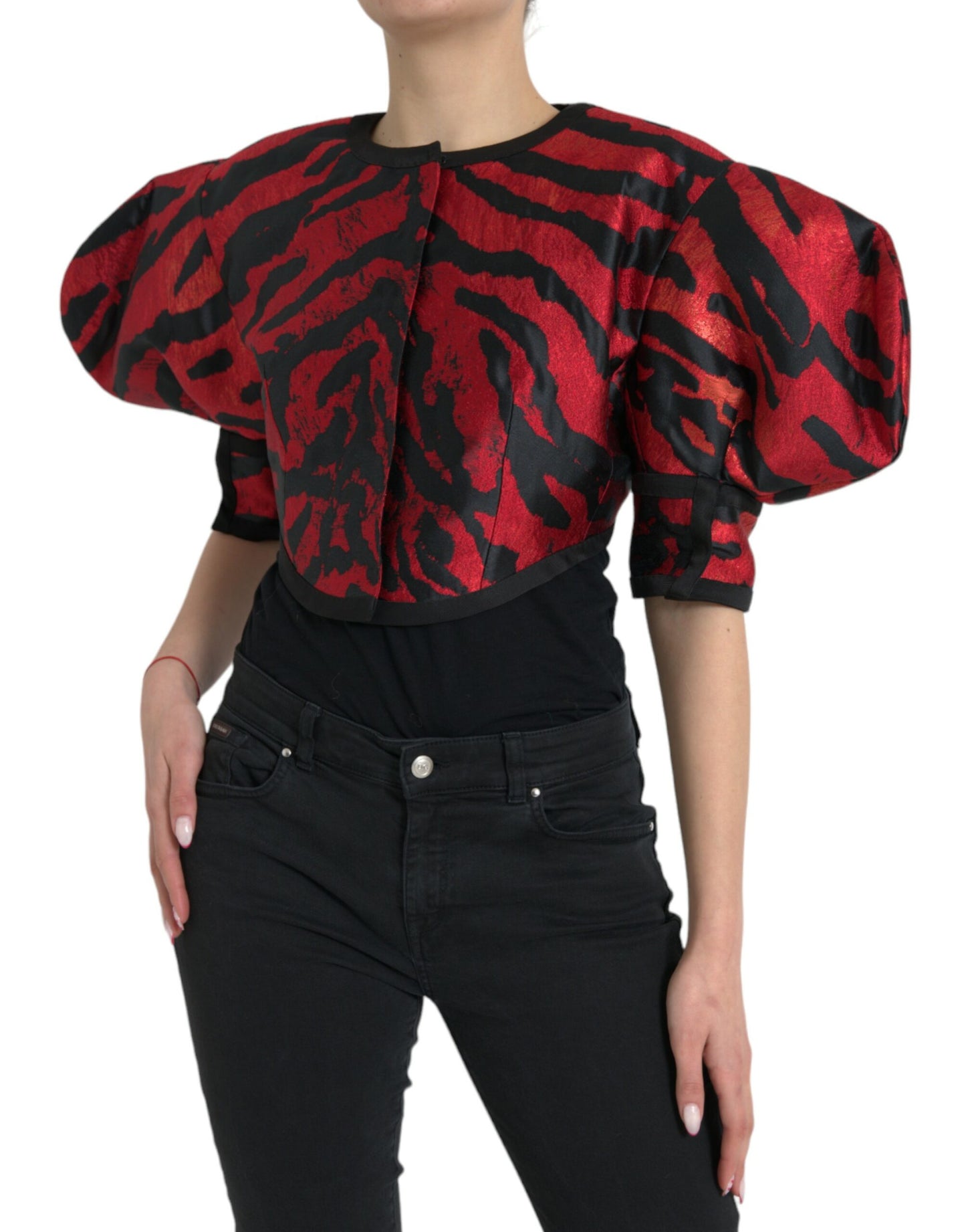 Dolce & Gabbana Jachetă scurtă cu model negru roșu