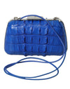 Balenciaga Blue Exotic Skin Leather Shoulder Crossbody Box Clutch Bag