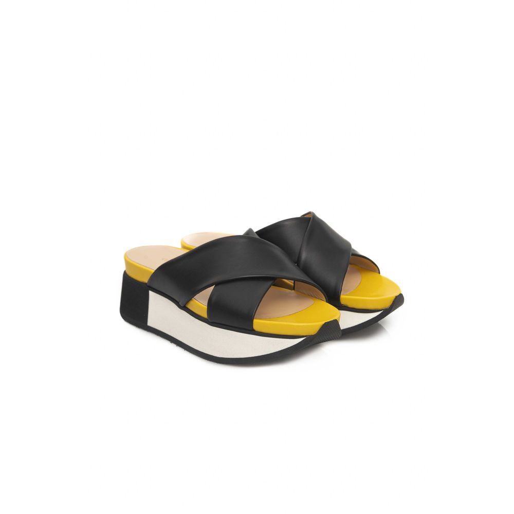 Cerruti 1881 Black Calfskin Women Sandal