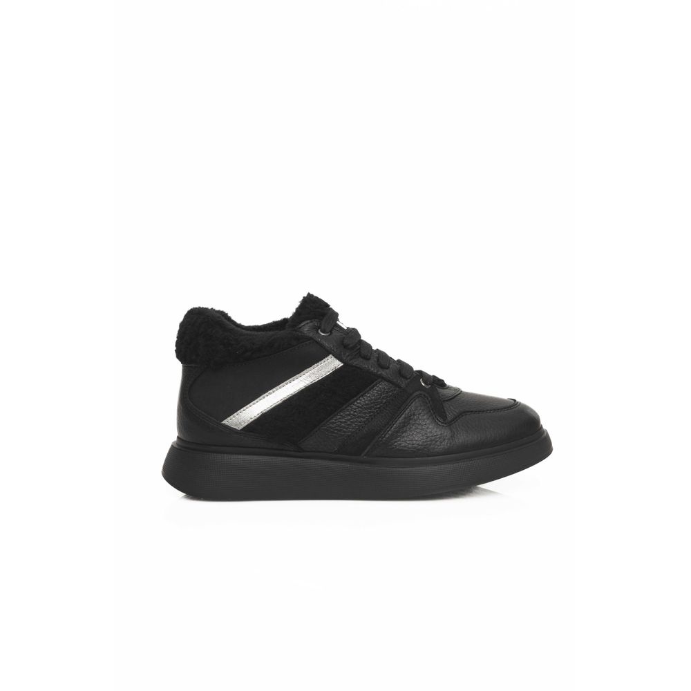 Pantofi sport cu platformă din piele de vacă neagră Cerruti 1881 pentru femei