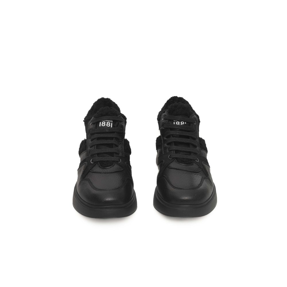 Pantofi sport cu platformă din piele de vacă neagră Cerruti 1881 pentru femei