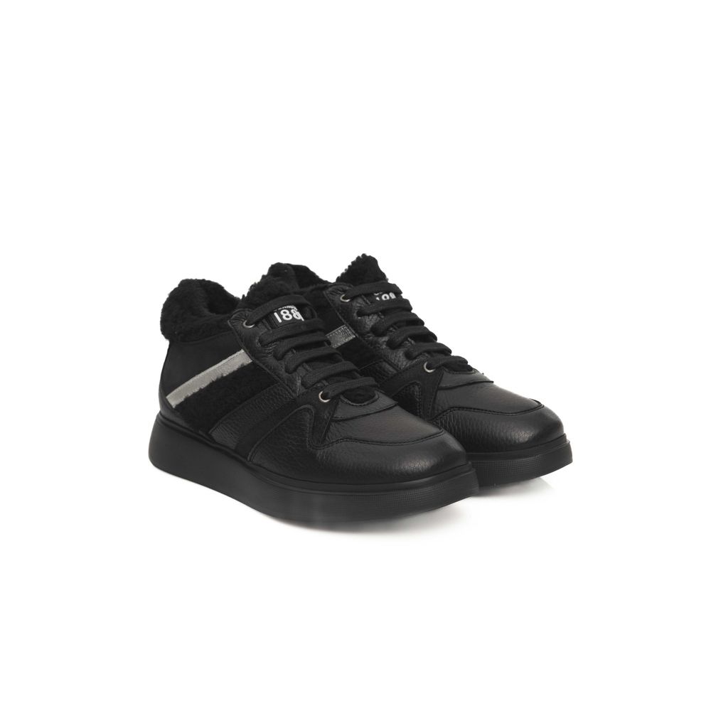 Pantofi sport cu platformă din piele de vacă neagră Cerruti 1881 pentru femei