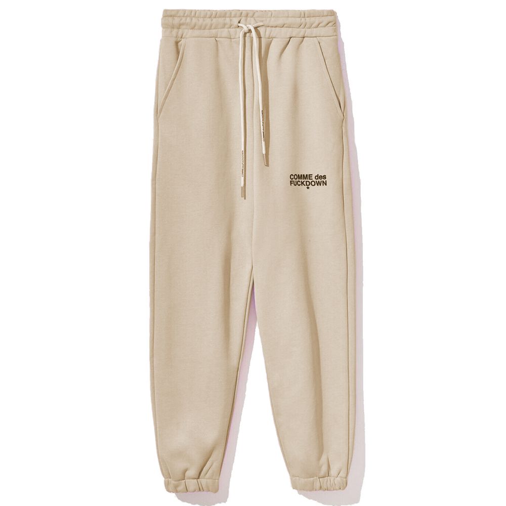 Pantaloni de trening bej din bumbac Comme Des Fuckdown pentru femei
