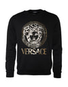 Hanorac Versace Medusa negru din fleece din bumbac cu guler rotund
