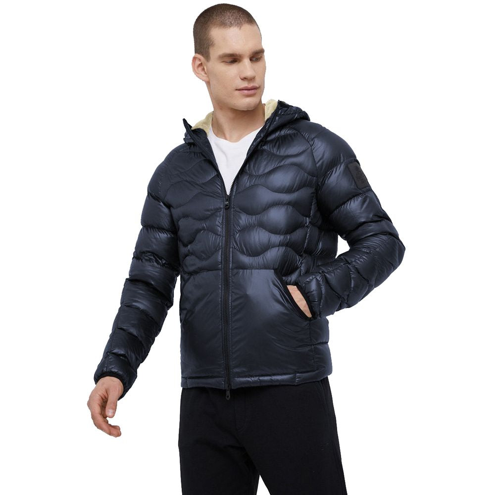 Jachetă bărbătească Refrigiwear din nailon albastru, croială slim fit și căptușeală cu pene