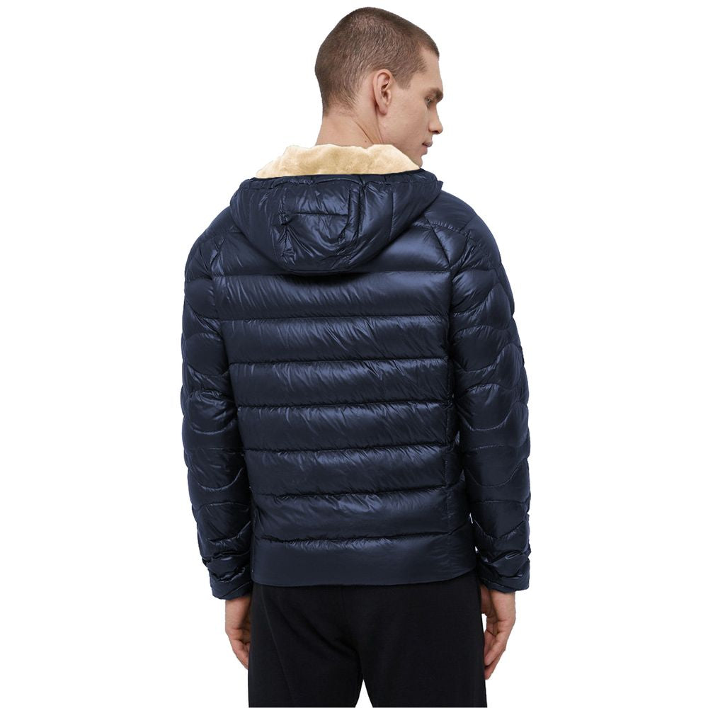 Jachetă bărbătească Refrigiwear din nailon albastru, croială slim fit și căptușeală cu pene