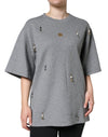 Tricou Dolce & Gabbana gri cu imprimeu din amestec de bumbac
