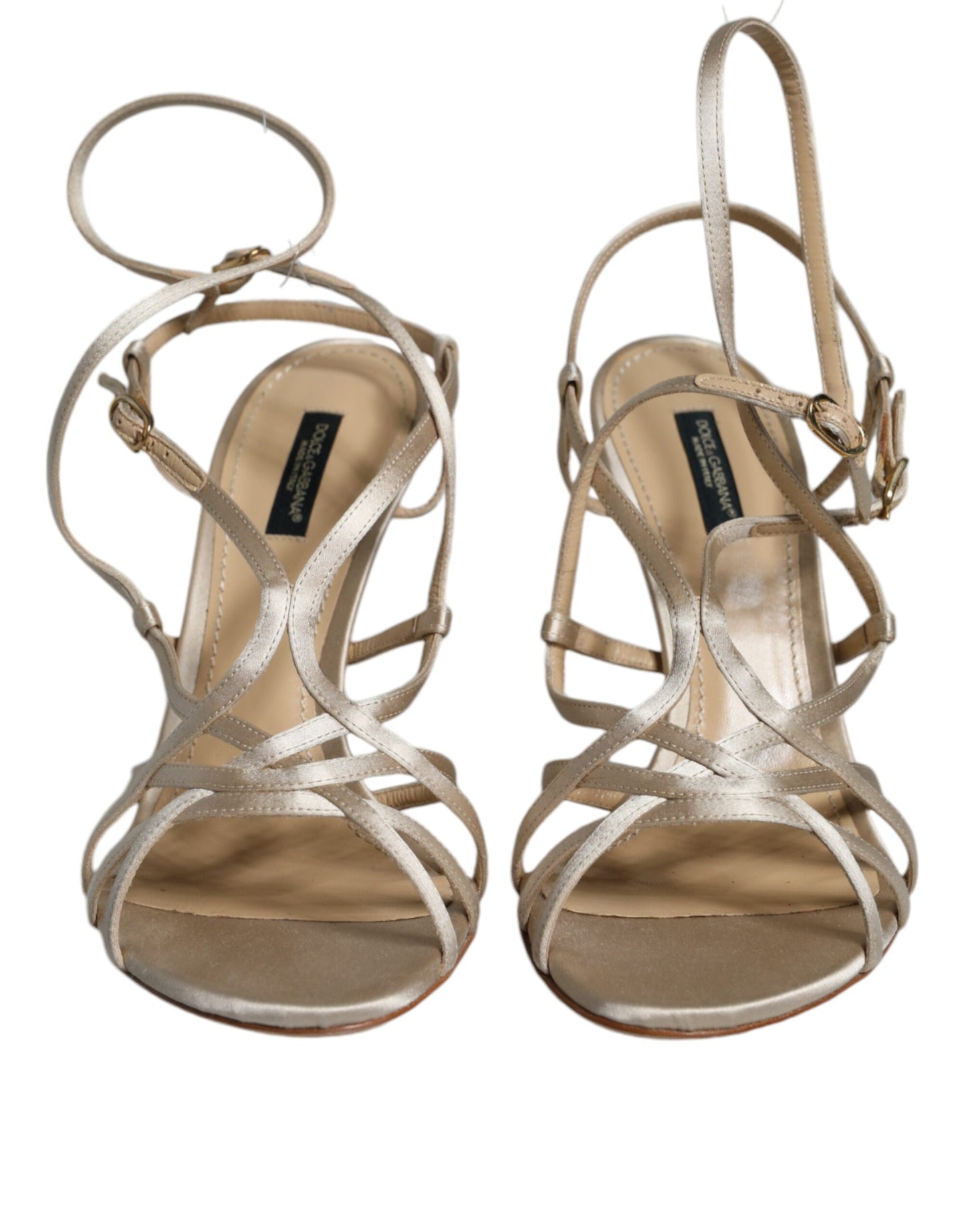 Sandale Dolce & Gabbana din piele bej cu toc stiletto