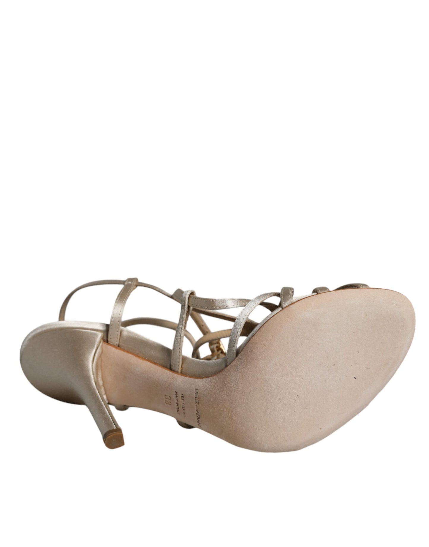 Sandale Dolce & Gabbana din piele bej cu toc stiletto
