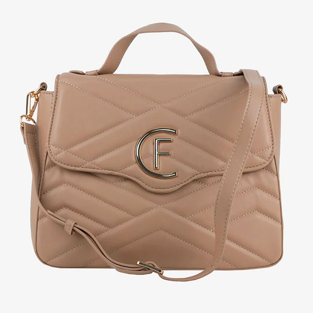 CRISTINAEFFE Geantă crossbody din piele artificială bej pentru femei