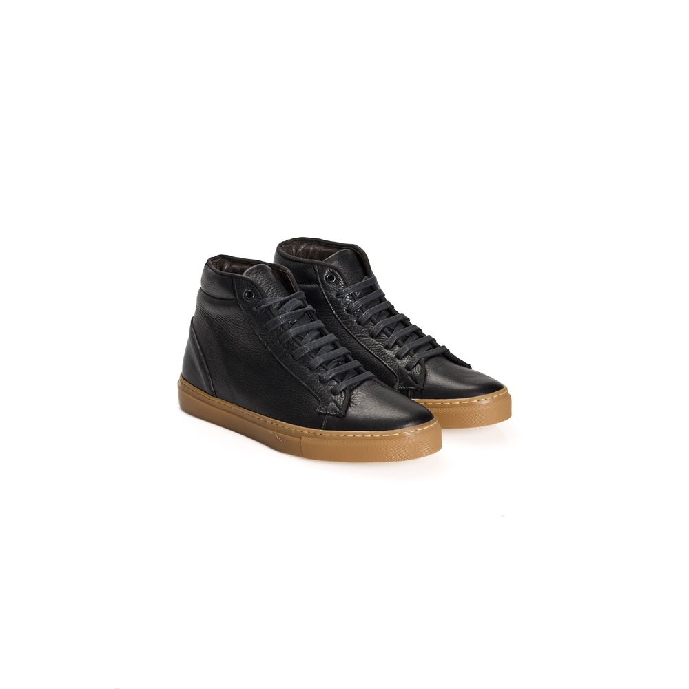 Roberto Pepe Luxury Black Calfskin Men's High Sneaker