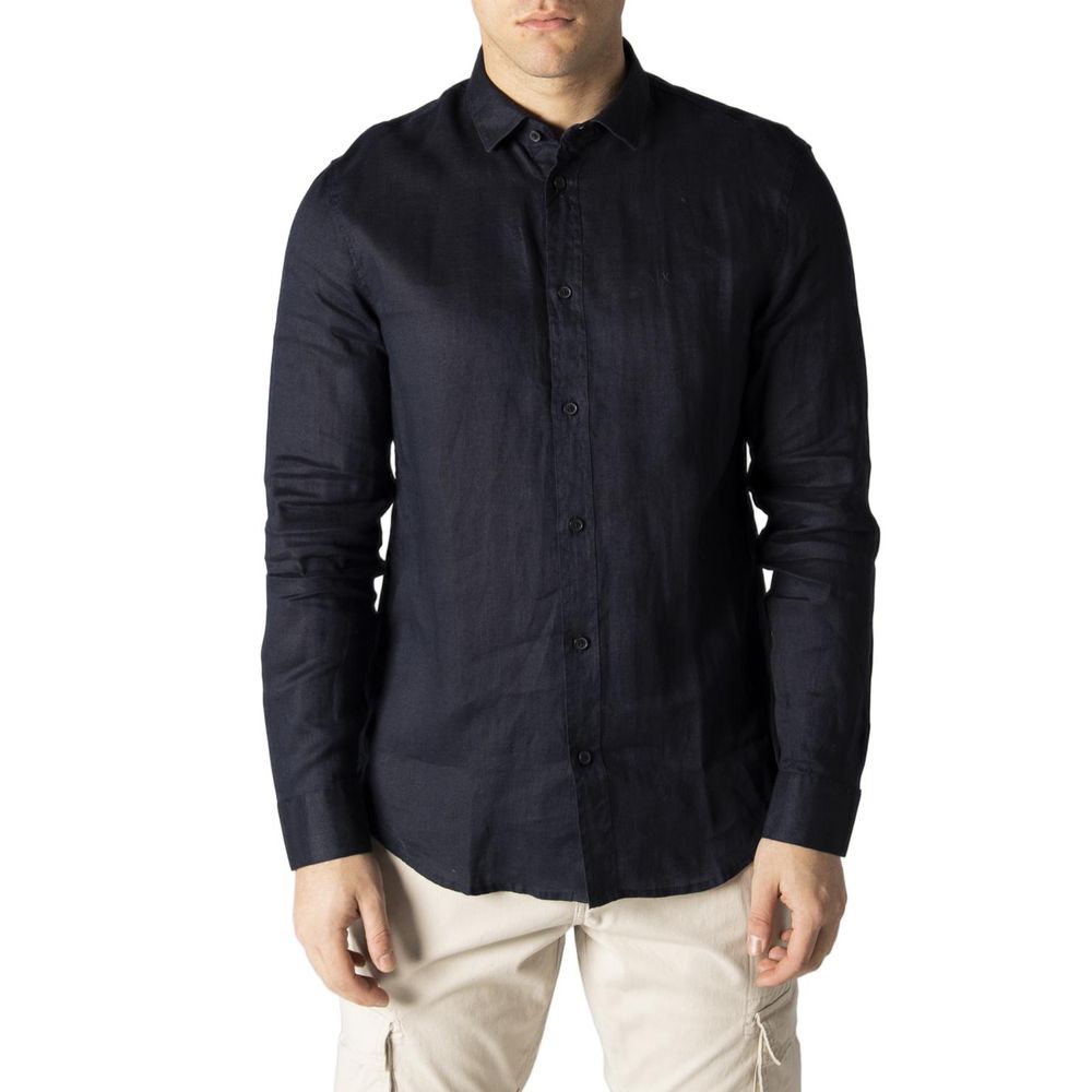 Cămașă albastră de in Armani Exchange